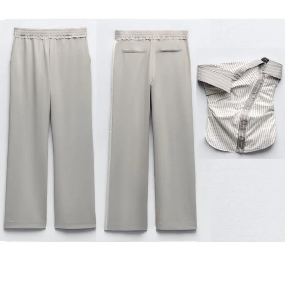 BLOGGER'S FAVE! Zara 2 Piece Pants With Side Stripe & Strapless Top Mid …